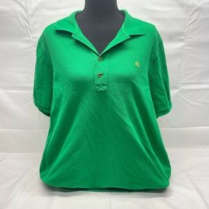 Women’s Lauren Ralph Lauren Polo Shirt Top Size 1X Green Short Sleeve